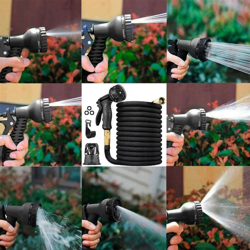 Expandable Garden Hose 30 Meter Lightweight Kink-Free with Multiple Spray Patterns and Brass Connectors
