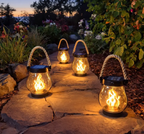 Fire Seed Solar Flame Light Outdoor Waterproof Solar-Powered Flickering Lantern with Automatic Dusk Sensor