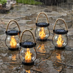 Fire Seed Solar Flame Light Outdoor Waterproof Solar-Powered Flickering Lantern with Automatic Dusk Sensor