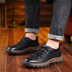 Davy Men's Hand-Stitched Leather Comfort Shoes Orthopedic Support Non-Slip Rubber Sole Black Brown