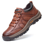 Davy Men's Hand-Stitched Leather Comfort Shoes Orthopedic Support Non-Slip Rubber Sole Black Brown