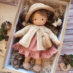 Davy Handmade Waldorf Doll Poppi 35cm Organic Cotton Hypoallergenic Educational Sensory Toy
