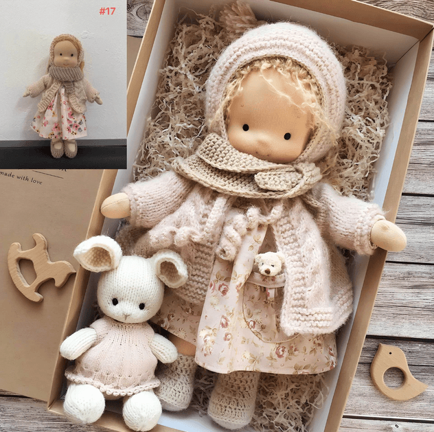 Davy Handmade Waldorf Doll Poppi 35cm Organic Cotton Hypoallergenic Educational Sensory Toy
