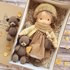 Davy Handmade Waldorf Doll Poppi 35cm Organic Cotton Hypoallergenic Educational Sensory Toy