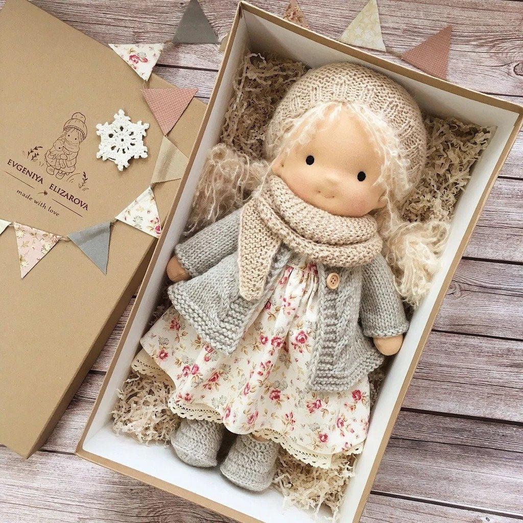 Davy Handmade Waldorf Doll Poppi 35cm Organic Cotton Hypoallergenic Educational Sensory Toy