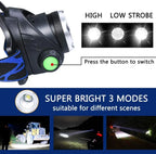 Davy Rechargeable LED Headlamp 2000 Lumens Waterproof Zoomable Focus USB Charging
