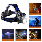 Davy Rechargeable LED Headlamp 2000 Lumens Waterproof Zoomable Focus USB Charging