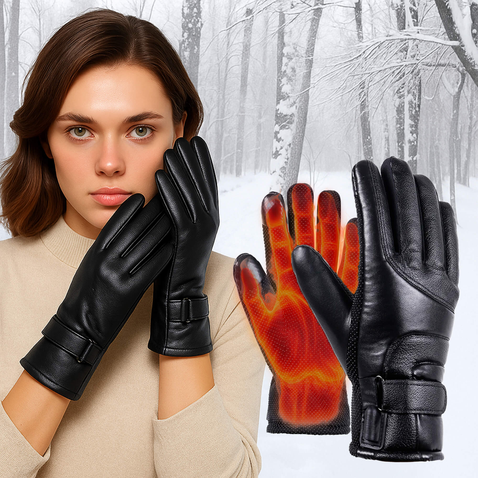 Heated Gloves for Women USB Rechargeable Waterproof Thermal Winter Gloves with Touchscreen