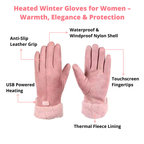 Heated Gloves for Women USB Rechargeable Waterproof Thermal Winter Gloves with Touchscreen