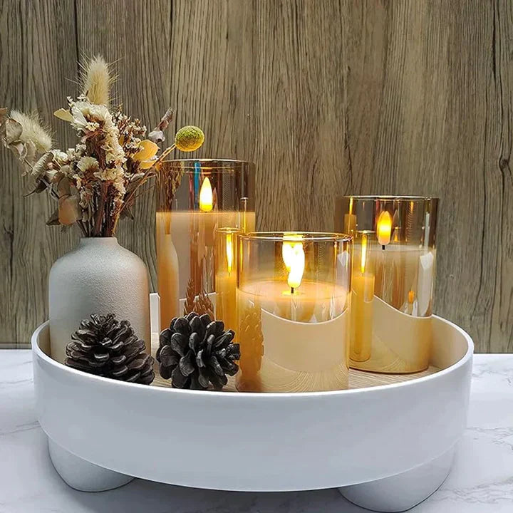 Davy LED Flameless Candle Set Battery Operated Realistic Flickering Light Safe Indoor Outdoor