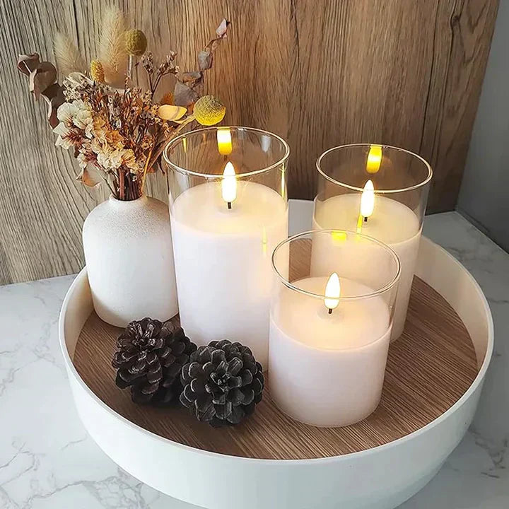 Davy LED Flameless Candle Set Battery Operated Realistic Flickering Light Safe Indoor Outdoor
