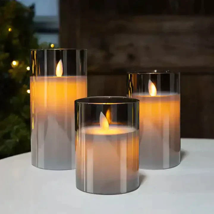 Davy LED Flameless Candle Set Battery Operated Realistic Flickering Light Safe Indoor Outdoor
