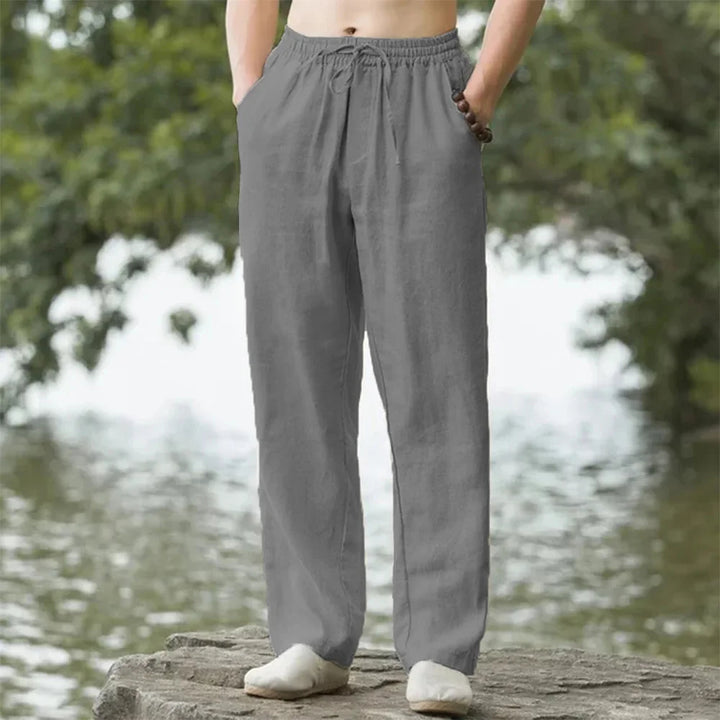 Men's Beach Pants Lightweight Polyester Relaxed Fit Drawstring Waist Casual Summer Trousers