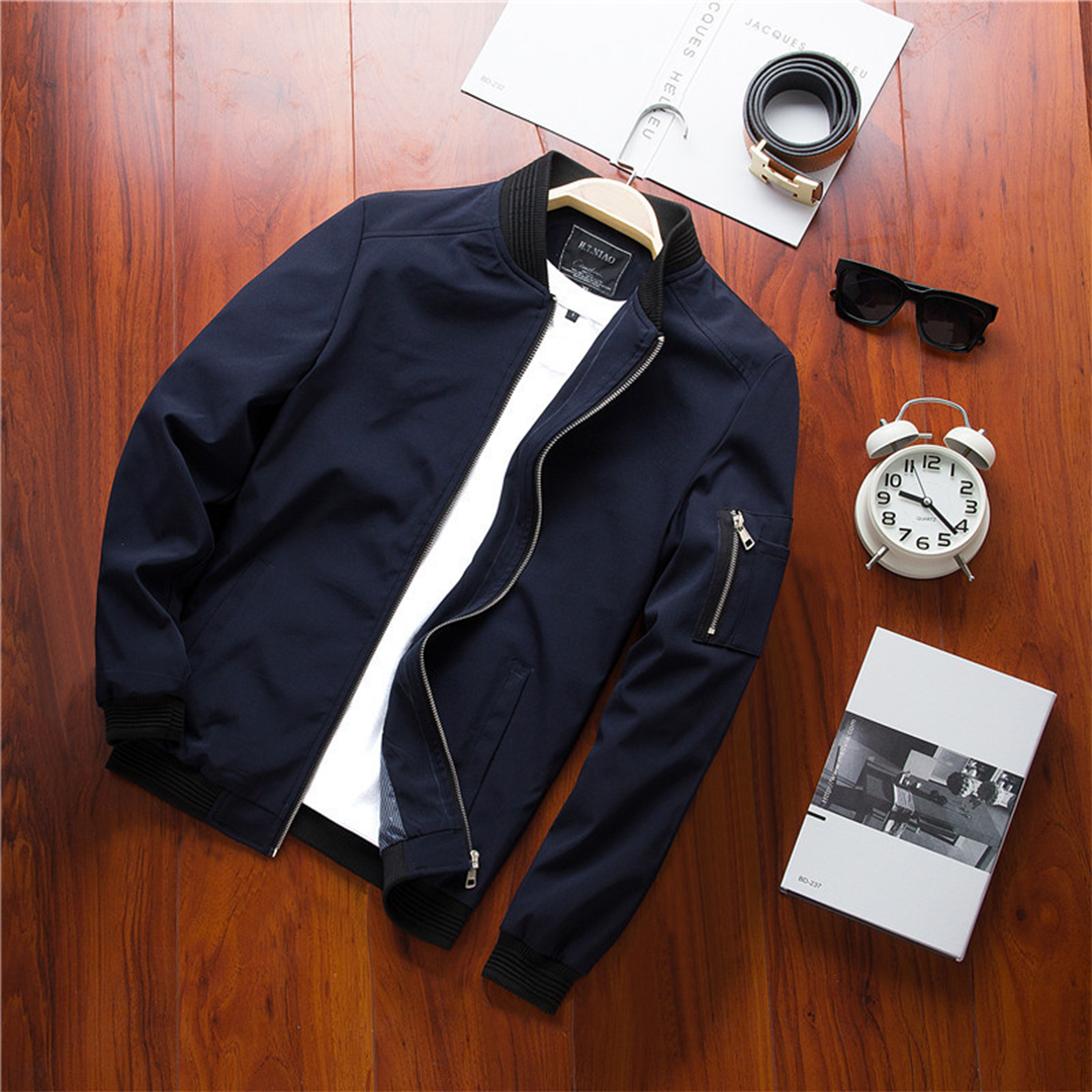 Men's Bomber Jacket with Zipper Pocket Lightweight Casual and Stylish Outerwear