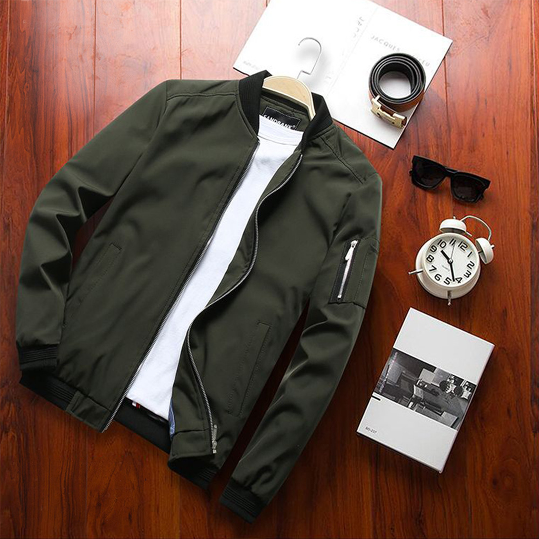 Men's Bomber Jacket with Zipper Pocket Lightweight Casual and Stylish Outerwear