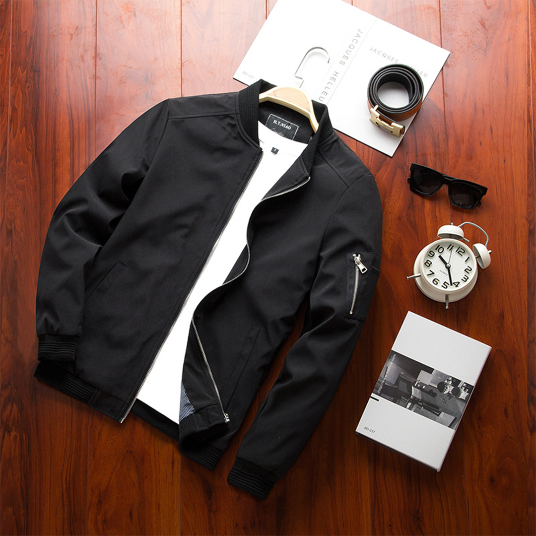 Men's Bomber Jacket with Zipper Pocket Lightweight Casual and Stylish Outerwear