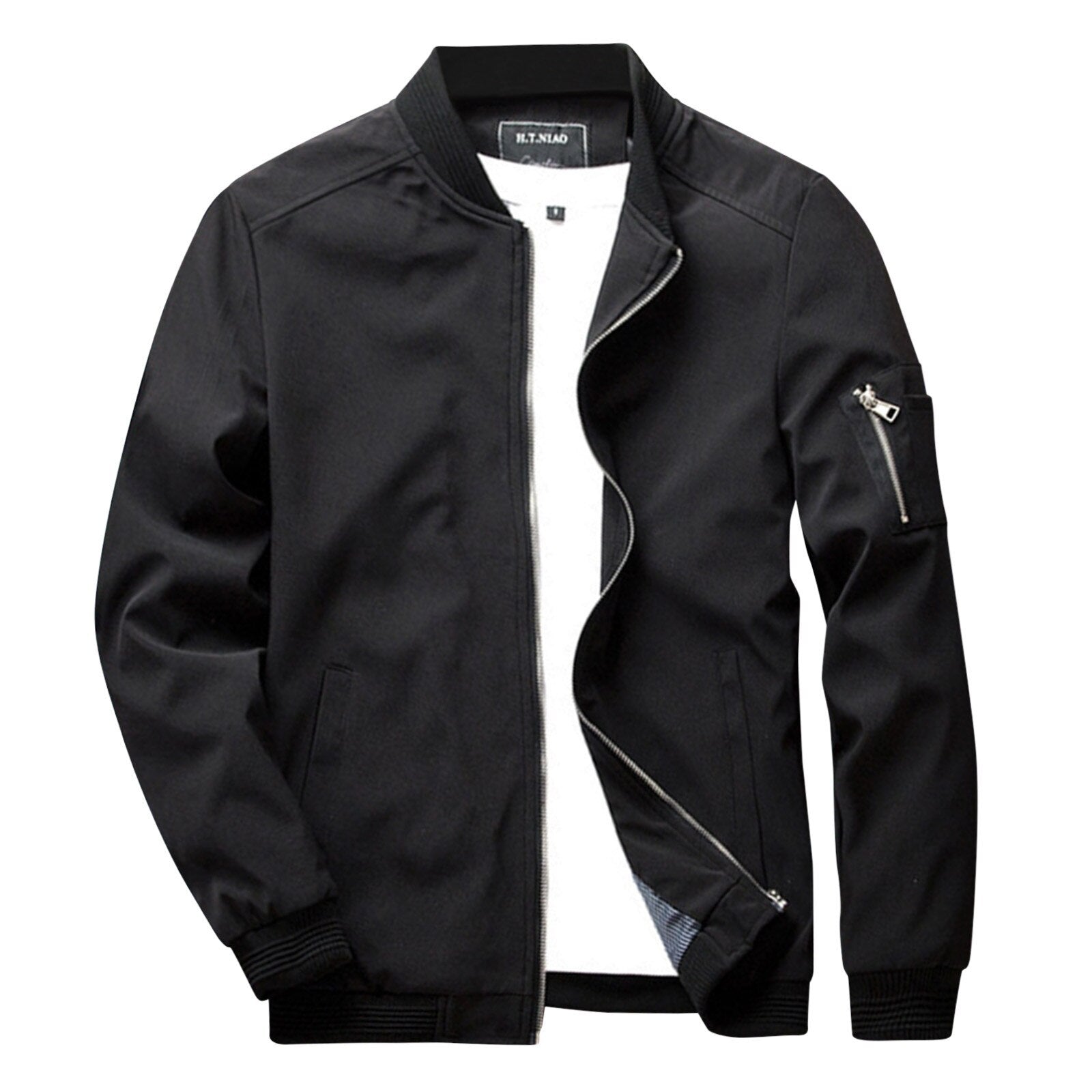 Men's Bomber Jacket with Zipper Pocket Lightweight Casual and Stylish Outerwear
