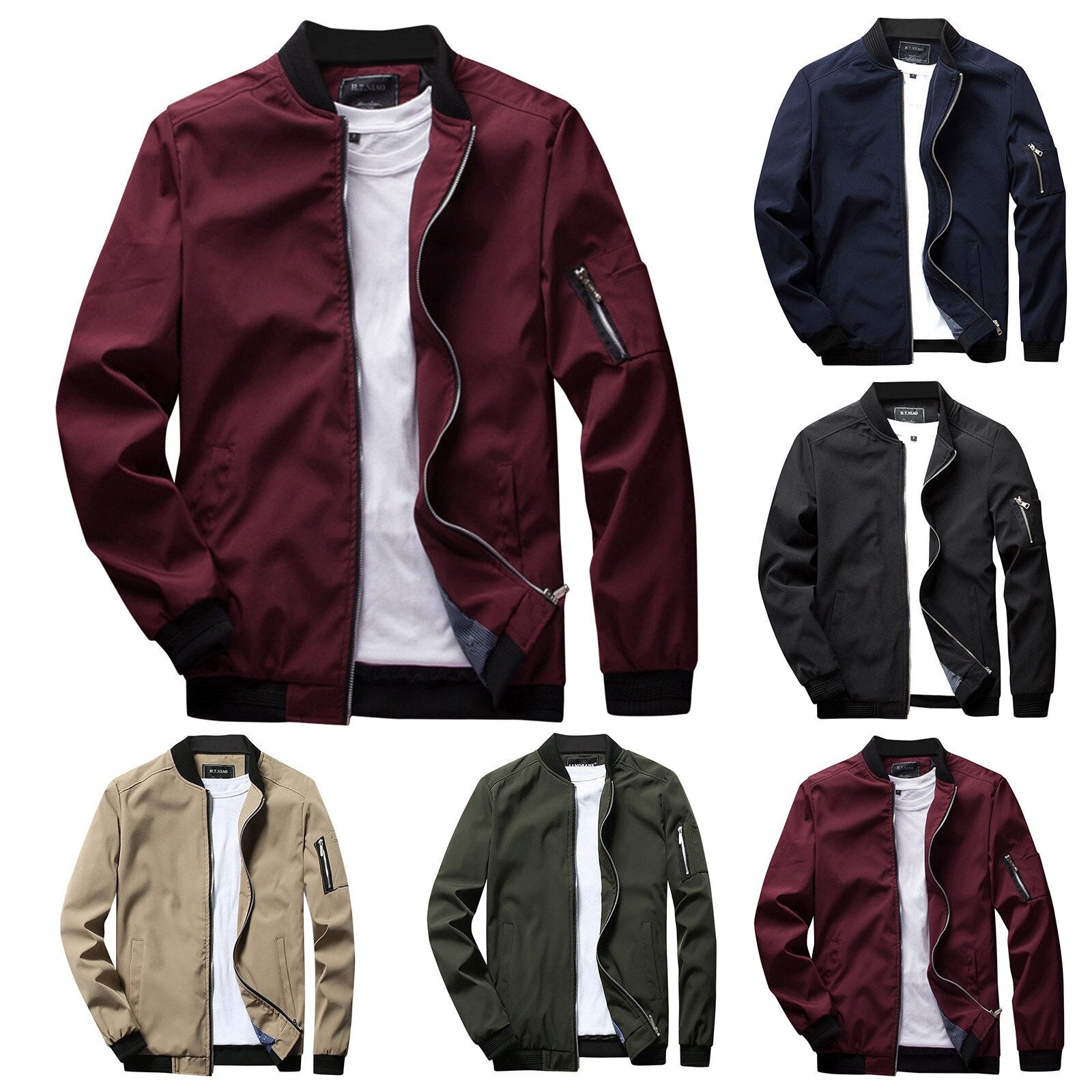 Men's Bomber Jacket with Zipper Pocket Lightweight Casual and Stylish Outerwear