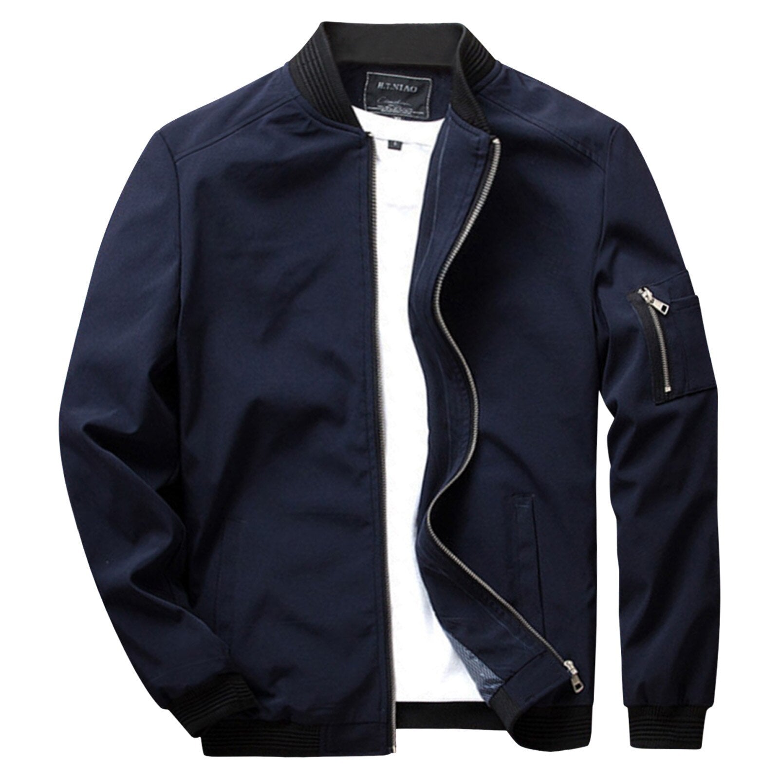 Men's Bomber Jacket with Zipper Pocket Lightweight Casual and Stylish Outerwear