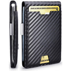 Men’s Carbon Fiber Wallet with RFID Protection Money Clip and Coin Pouch Compact Slim Design