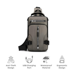 Men's Convertible Crossbody Sling Bag Anti-Theft Lightweight Water-Repellent Polyester Backpack