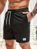 Men's Corduroy Swim Shorts with Drawstring Elastic Waistband and Pockets Fast-Drying Beachwear