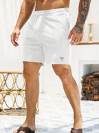 Men's Corduroy Swim Shorts with Drawstring Elastic Waistband and Pockets Fast-Drying Beachwear