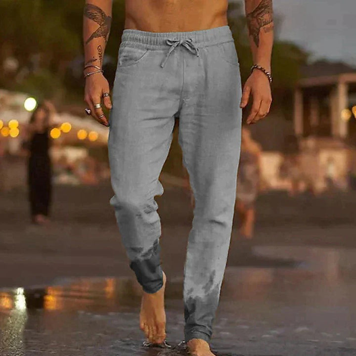Davy Men's Breathable Linen Drawstring Joggers Lightweight Relaxed Fit Casual Pants