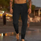 Davy Men's Breathable Linen Drawstring Joggers Lightweight Relaxed Fit Casual Pants