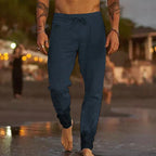 Davy Men's Breathable Linen Drawstring Joggers Lightweight Relaxed Fit Casual Pants