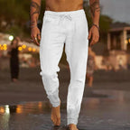 Davy Men's Breathable Linen Drawstring Joggers Lightweight Relaxed Fit Casual Pants