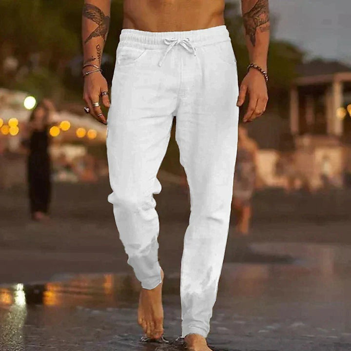 Davy Men's Breathable Linen Drawstring Joggers Lightweight Relaxed Fit Casual Pants