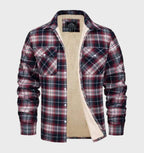 Davy Men's Plaid Flannel Lined Shirt Jacket with Insulating Fleece Retro Style