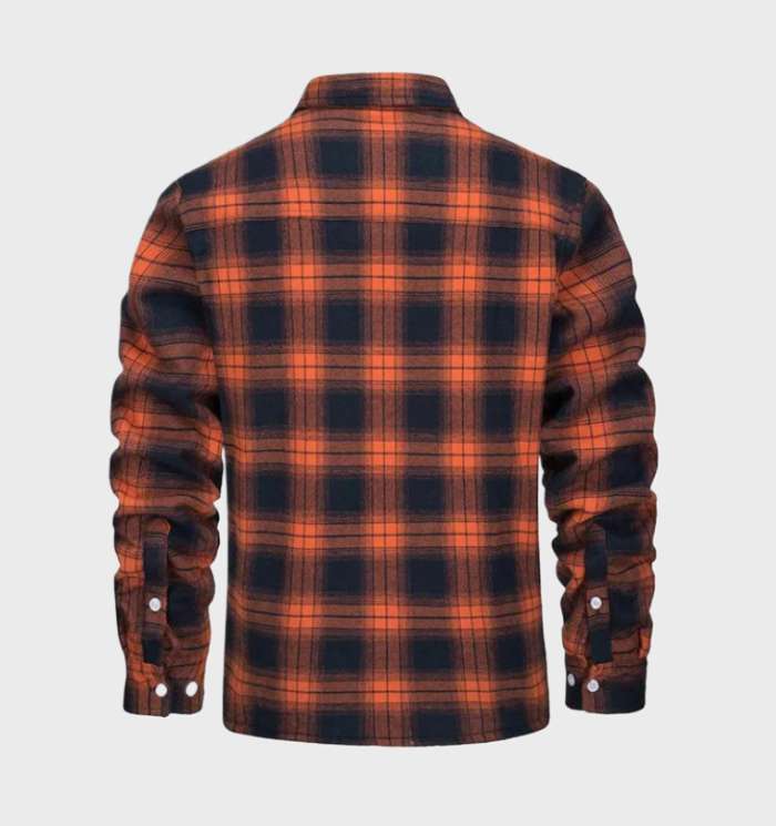 Davy Men's Plaid Flannel Lined Shirt Jacket with Insulating Fleece Retro Style