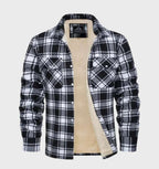 Davy Men's Plaid Flannel Lined Shirt Jacket with Insulating Fleece Retro Style