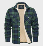 Davy Men's Plaid Flannel Lined Shirt Jacket with Insulating Fleece Retro Style