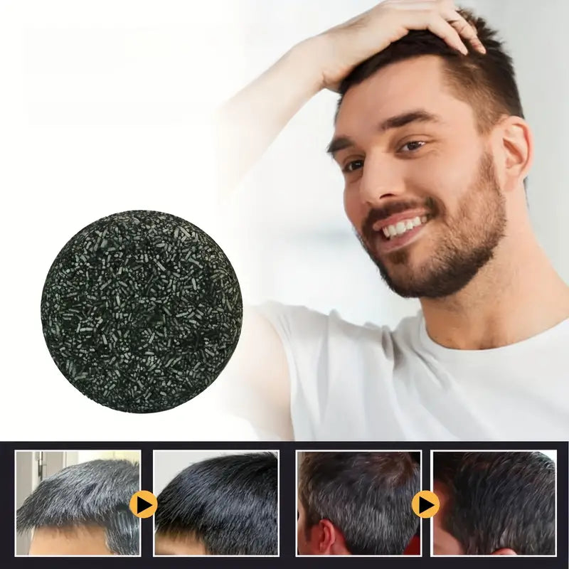 Davy Men's Grey Coverage Bar Shampoo Natural Color Restoring Anti-Gray Hair and Beard Care