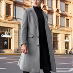 Men’s Long Wool Overcoat Tailored Fit Warm Classic Formal Outerwear