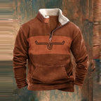 Men's Patterned Half-Zip Pullover Knit Sweater Warm Casual Relaxed Fit Layering Top