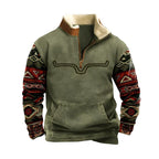 Men's Patterned Half-Zip Pullover Knit Sweater Warm Casual Relaxed Fit Layering Top