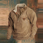 Men's Patterned Half-Zip Pullover Knit Sweater Warm Casual Relaxed Fit Layering Top