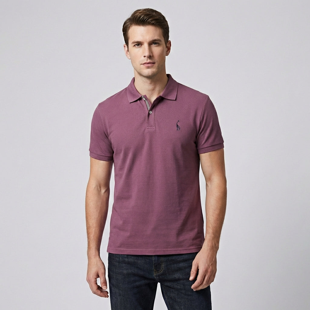 Men's Short Sleeve Embroidered Polo Shirt Classic Comfortable Fit Versatile Style