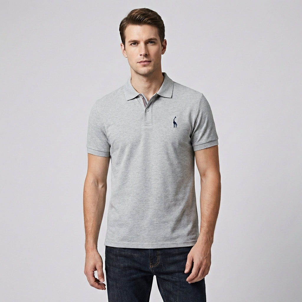 Men's Short Sleeve Embroidered Polo Shirt Classic Comfortable Fit Versatile Style