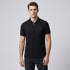 Men's Short Sleeve Embroidered Polo Shirt Classic Comfortable Fit Versatile Style