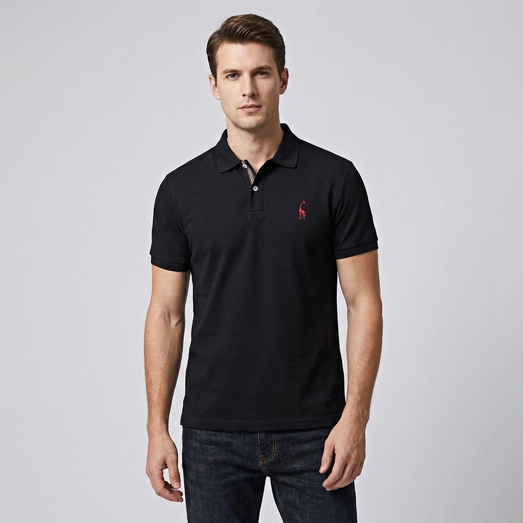 Men's Short Sleeve Embroidered Polo Shirt Classic Comfortable Fit Versatile Style