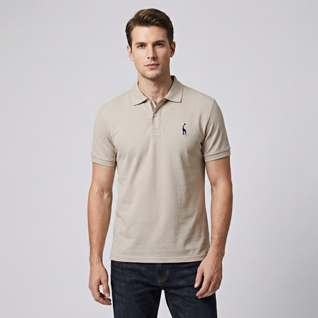 Men's Short Sleeve Embroidered Polo Shirt Classic Comfortable Fit Versatile Style