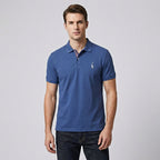 Men's Short Sleeve Embroidered Polo Shirt Classic Comfortable Fit Versatile Style