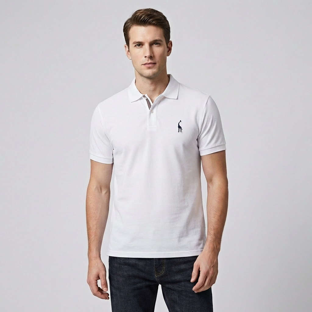 Men's Short Sleeve Embroidered Polo Shirt Classic Comfortable Fit Versatile Style
