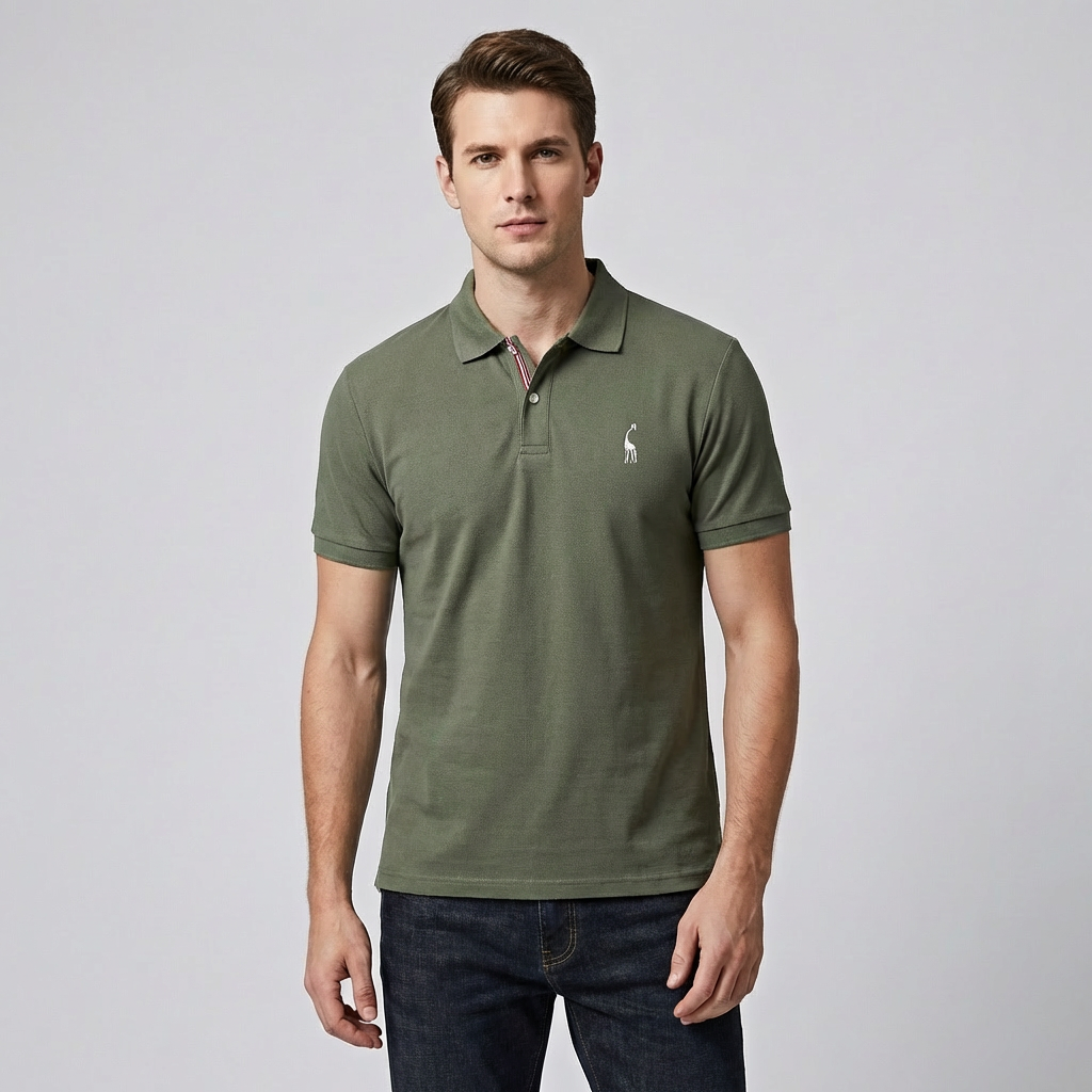 Men's Short Sleeve Embroidered Polo Shirt Classic Comfortable Fit Versatile Style