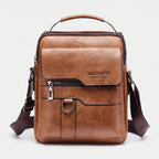 Men’s Leather Shoulder Bag Crossbody with Flap Pocket Onyx Chestnut